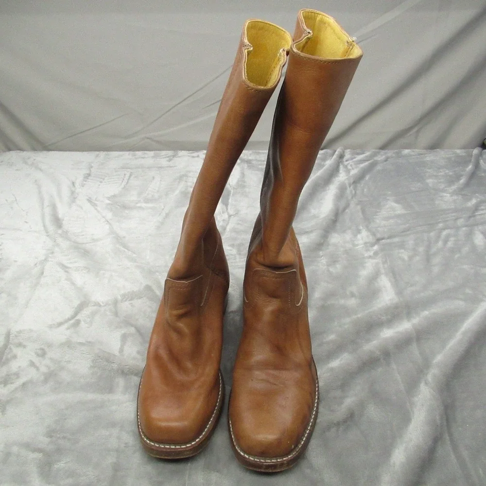 Frye Men? 10M Campus‎ 14L Boots Saddle Brown Leather Tall Riding Square Toe USA